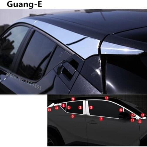 Car Body Stick Stainless Steel Glass Window Garnish Pillar Strip Trim Frame Moulding For Toyota C-HR CHR 2017 2018 2019 2020