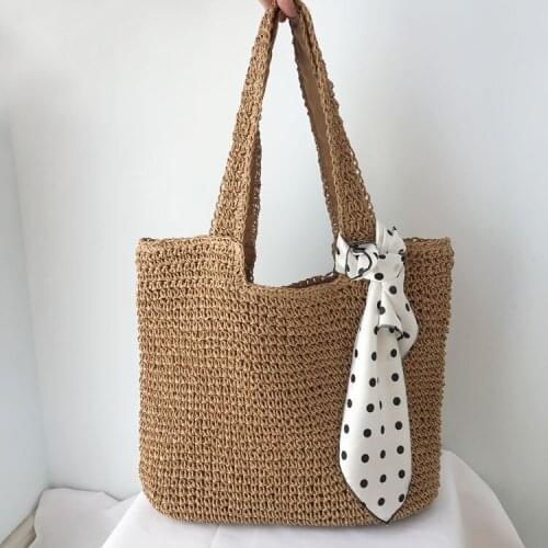 Rattan handbags wicker woven summer beach bag lady large capacity tote female bali purses 2022 casual straw women shoulder bags