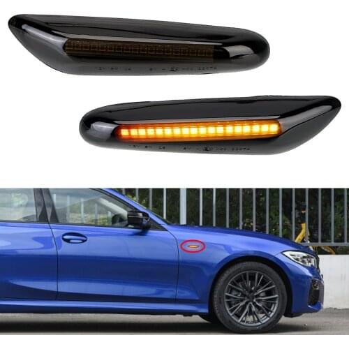 Turn Signals Smoke Lens For BMW E46 E60 E90 E91 E92 E93 X1 X3 X5 Dynamic Flowing LED Side Marker Light Blinker Lamp 2Pcs/set