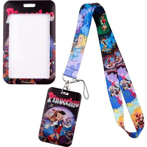 YQ234 Puppet Boy Pinocchio Lanyard Keychain Rope ID Card Holder Campus Badge Holder Neck Strap Key Cord Lariat Friend Kids Gift