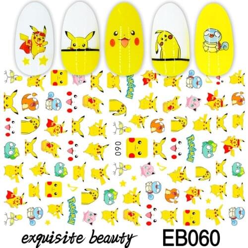 1pc Pokemon Pikachu Children Cartoon Nails Stickers Japanese Cute Anime Figure Design Accessories Decals Decoration DIY Toys