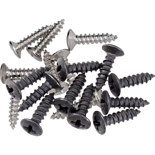 100 Pieces Iron Pickguard Mounting Screws for Electric Guitar Bass Black Silver
