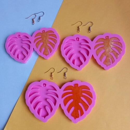 3 Pcs Leaves Earrings Epoxy Resin Mold Ear Studs Necklace Silicone Mould DIY Crafts Jewelry Pendants Casting Tools