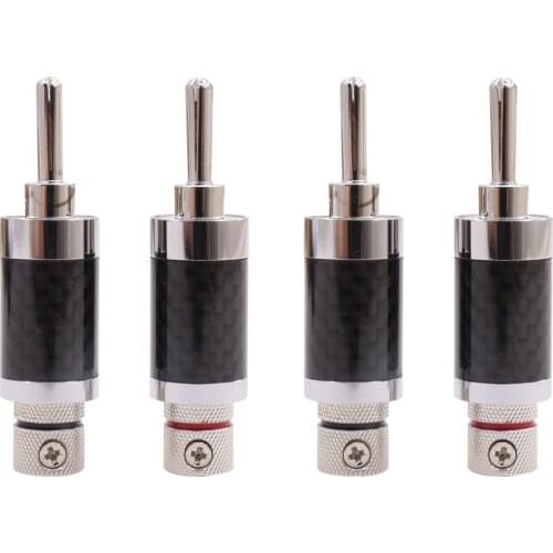 4 pcs Carbon Fiber Shell Rhodium plated banana plug, Audio Speaker terminal Banana jack Connector