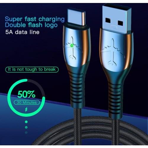 5A Type C Micro USB Cable Mobile Phone LED Fast Charging Data Cord For iPhone 12 11 Pro Max Xiaomi 11 Huawei P40 P30 USB C Wire