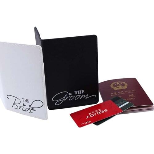 Travel Accessories The Bride Groom Couple‘s Passport Holder PU Leather Travel Passport Cover Case Card ID Holders 14cm*9.6cm