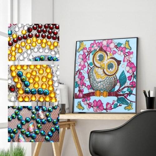 5D DIY Diamond Painting Cross Stitch Kit Diamond Mosaic Embroidered Special Shaped Animal Owl 3D Painting Special Diamond Gift