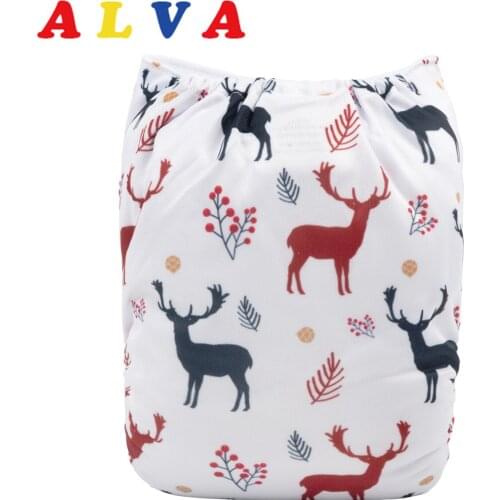 Alvababy 2021 New Christmas Baby Cloth Nappy Washable Cloth Diaper with 1pc Reusable Microfiber Insert
