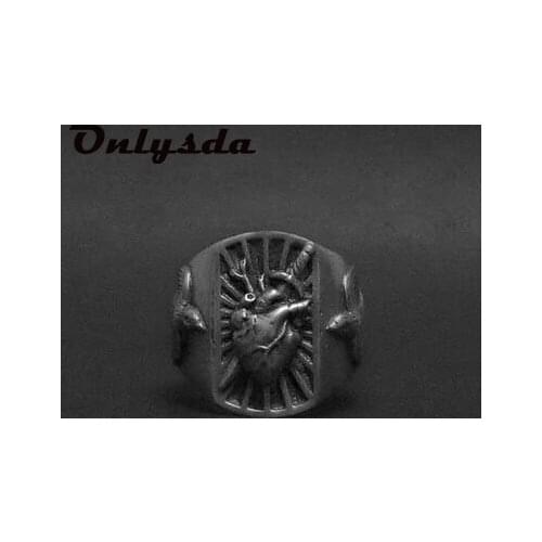 Free Shipping Stainless Steel Ladies Mens Biker Punk Heart & Dagger Ring Animal Amulet Jewelry For Man Lucky Engagement Gift