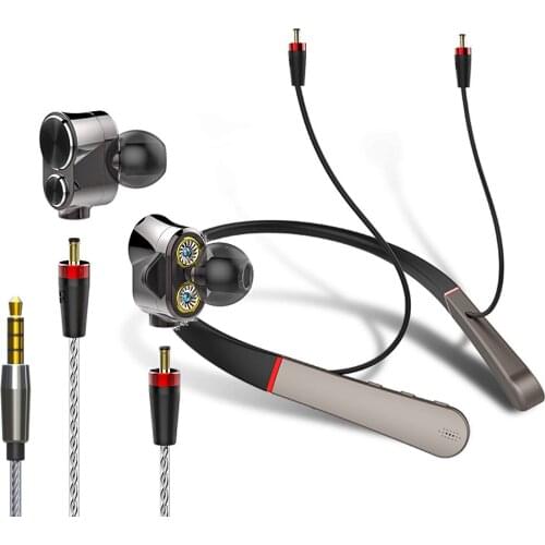 Wireless Bluetooth & Wired Earphone Triple Hybrid Multidriver Detachable Headphones Stereo Sport Music Audiophile Hanging Neck
