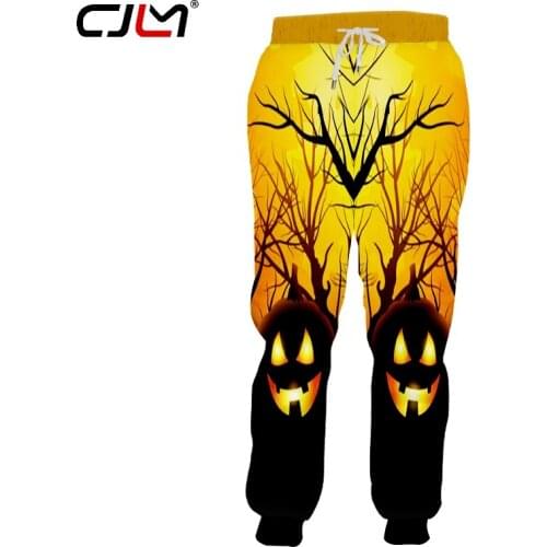 CJLM Halloween New Forest Mens Black Trousers 3D Printed Devil Pumpkin Man Chinese Style Sweatpants Wholesale