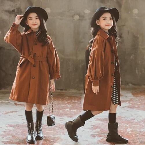 Girls Babys Kids Windbreaker Coat Jacket Outwear 2021 Lasted Spring Autumn Cotton Buttons Cardigan School Childrens Clothing