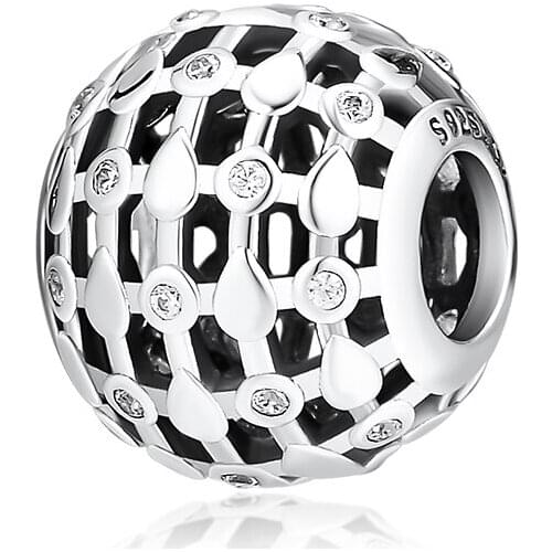 DIY Fits for Pandora Charms Bracelets Lace of Wish Beads with Clear CZ 100% 925 Sterling-Silver-Jewelry Free Shipping