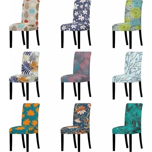 Flower Printing Machine Washable Chair Cover Polyester Elastic Slipcovers For Hotel Dining Home Elastic Stretch Seat Covers