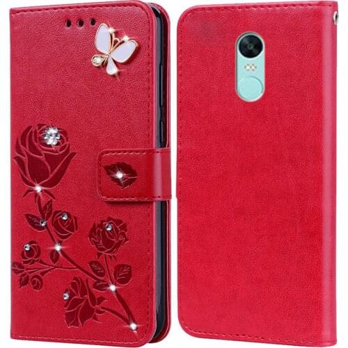 Flip Phone Case Cover for Xiaomi Redmi Note 4 Global Pro Note 4X Bling 3D Diamond Flower Embossed Premium Leather Wallet Case