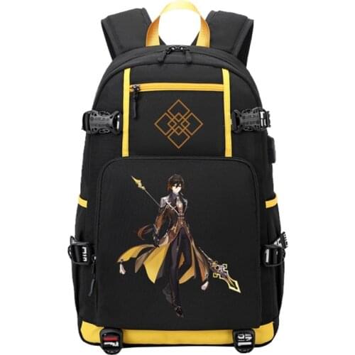 Genshin Impact Cosplay Props Rock King Zhongli Luminous Travel Backpack Anime Project Fashion Satchel Student Bag Halloween Gift