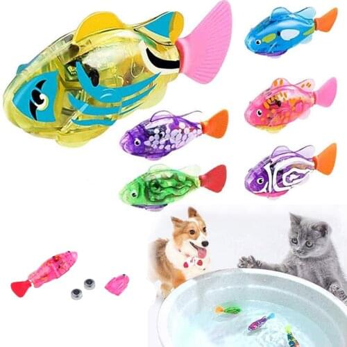 Cat Interactive Electric Fish Toy Water Cat Toy for Indoor Play Swimming Robot Fish Toy for Cat and Dog with LED Light Pet Toys