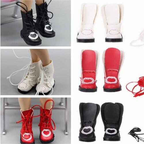 Handmade Exquisite Heart PU Leather Doll Boots For Blyth Doll Shoes Dolls Boots 1/6 Doll