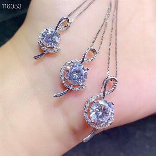 Moissanite Pendant 1CT 2CT 3CT VVS Lab Diamond Fine Jewelry for Women Engagement Party Gift Real 925 Sterling Silver Necklace