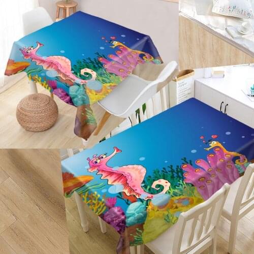 Best Seahorse Custom Table Cloth Rectangular Oxford Print Waterproof Oilproof Square Table Cover Wedding Tablecloth P