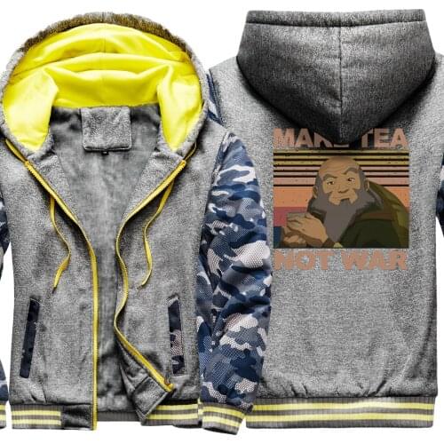 HUNTERXHUNTER Print Camouflage Mens Raglan Thicken Jackets Wool Liner Long Sleeve Coats And Hooded Fashion Harajuku 2020 Homme