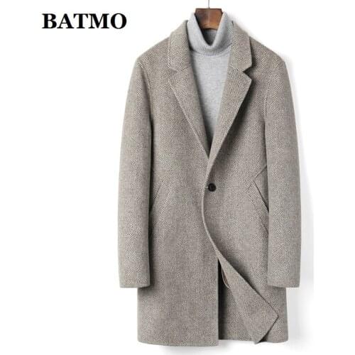 BATMO 2020 new arrival autumn&spring high quality 90% wool trench coat men,casual jackets ,S7036