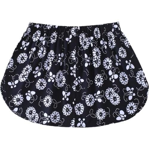MXMB Women Vintage Floral Print Half-Length Shirt Extender Layering Faux Top Lower Sweep Mini Skirt False Hem Underskirt