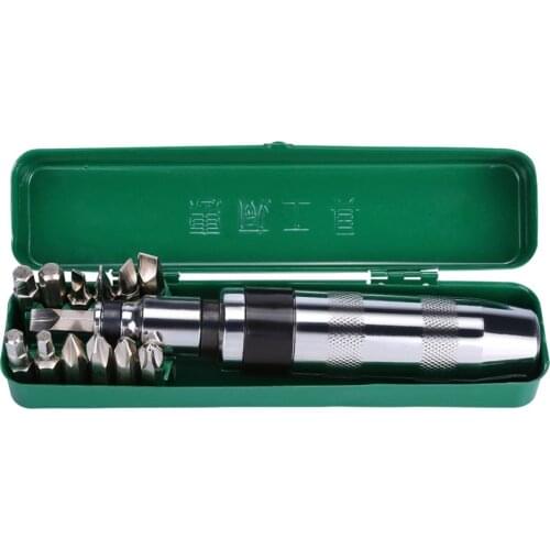 14 Pcs 1/2inch Impact Screwdriver Set Kit with Metal Box Reversible Hand Tools for Repairing