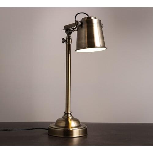 Modern Study Loft Style Bronze Metal Led Table Lamp Retro Adjustable Mechanical Arm Bedroom Bedside Light Free Shipping
