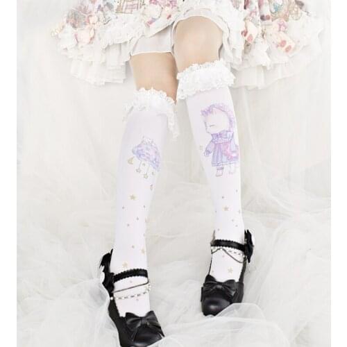Japanese Lolita lace can Ailei Si Lolita cat Socks knee socks bottoming socks female semi-cylindrical