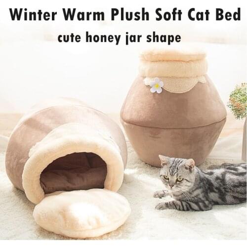 NEW! Winter Warm Cat Bed Plush Soft Portable Foldable Cute Cat Flannel Corduroy House Cave Sleeping Bag Cushion Thickened 3 in 1