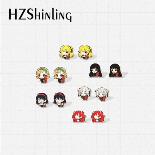 New Kakegurui Anime Jabami Yumeko Meari Kirari Yumemi Midari Itsuki Cute Stud Earrings Handmade Epoxy Acrylic Resin Earrings
