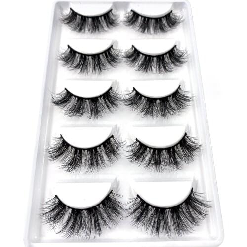 NEW Lashes 5 Pairs 3D Faux Mink Lashes Fluffy Soft Wispy Volume Natural long False Eyelashes Eye Lashes Reusable Eyelashs Makeup