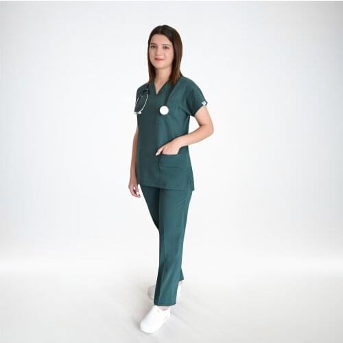 Nur MEDICAL CLOTHING British Racing Green Doctor Nurse Hospital Cook Lycra Uniform Bottom Top Pants Set Suit Scrubs