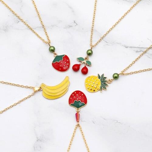 Cartoon fruit series strawberry banana pineapple cherry Pendant Necklace Love Woman Mother Girl Gift Wedding blessing Jewelry