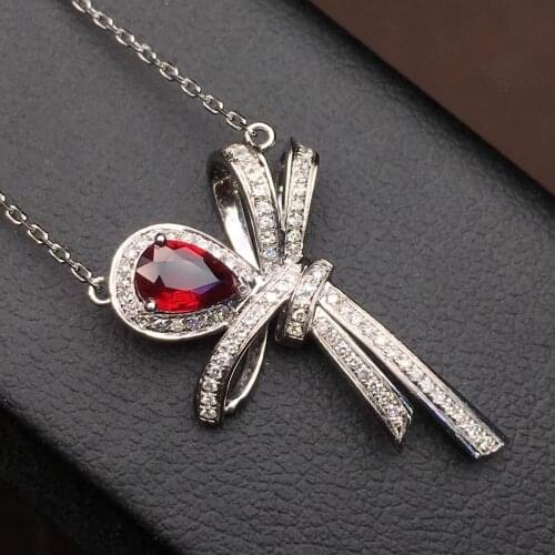 T1210 Ruby Necklace 0.6ct Fine Jewels 18K Gold Diamond Red Ruby Gemstones Females Classic Diamonds Jewelry Necklaces