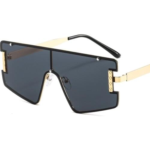 Rimless Sunglasses Square Women Men Oversize Retro Brand Design Flat Top 2021 Cat Eye Eyewear UV400 Big Shades Oculos Female