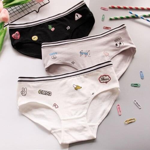 Free Shipping 5Pcs/Lot High Stretch Wide Waist Panty Soft Cotton Comfortable Cartoon Print Briefs Triangle Underwear 3776