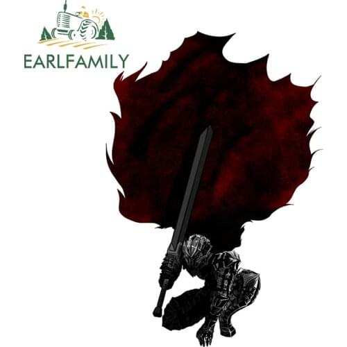 EARLFAMILY 13cm x 9.1cm for Berserk Guts With Cape Funny Car Stickers Personality Motorcycle Windows DIY Decal Vinyl Car Wrap