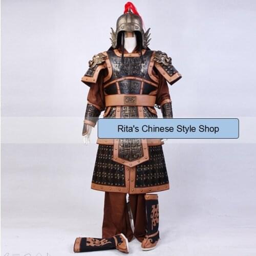 High Quality Genuine Leather The General Armour Stage Show Performance TV Play Use Costume Hanfu Mens Costume