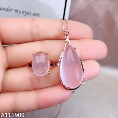 KJJEAXCMY boutique jewelry 925 sterling silver inlaid Natural Ross quartz pendant ring female suit support detection exquisite