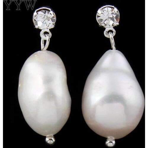 New Jewelry Big Earring Natural Freshwater Pearl Earring For Women Wedding Fashion Silver Color Earrings Love Gift