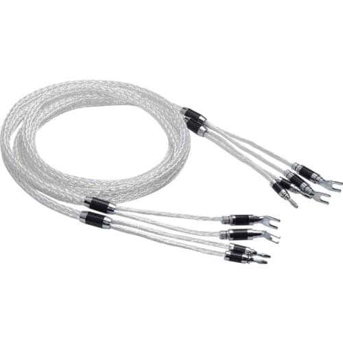 1 Pair 8ag Pure Silver-plated OCC Hifi Speaker Cable Hi-end Speaker Wire for Amplifier and CD