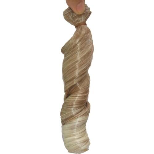1 pcs doll curly Hair 15*100cm Natrual khaki mixed light flaxen Color light brown bjd wigs