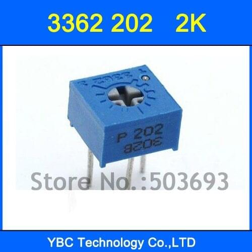 100pcs/lot 3362 202 2KR Variable Resistors 3362P Potentiometer
