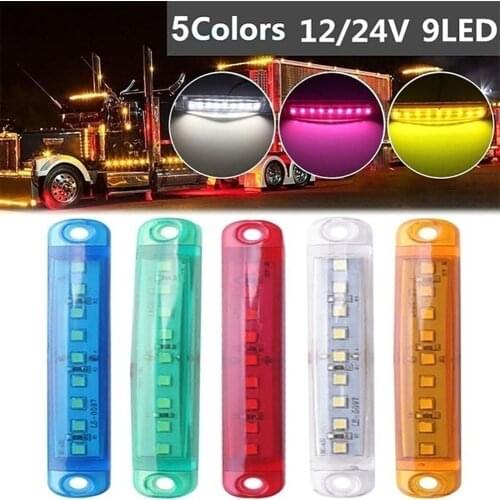 2Pcs 9-LED Auto Car Waterproof Side Marker Light Truck Trailer Warning Lamp
