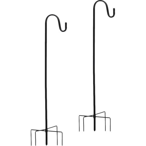 2Pcs Shepherd Hooks Plant Hanging Hook Gardening Tool Iron Plant Stand for Garden Ground Plant Stand Lantern Stake (Black)
