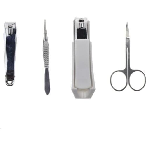 4Pcs/Set Stainless Steel Chrome Nail Care Tool Manicure Pedicure Set Kit Include Nail Toenail Clipper Eyebrow Tweezer Scissor