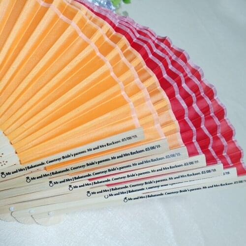 50pcs Personalized Luxurious Silk Fold hand Fan in Elegant Laser-Cut Gift Box +Party Favors/wedding Gifts+printing