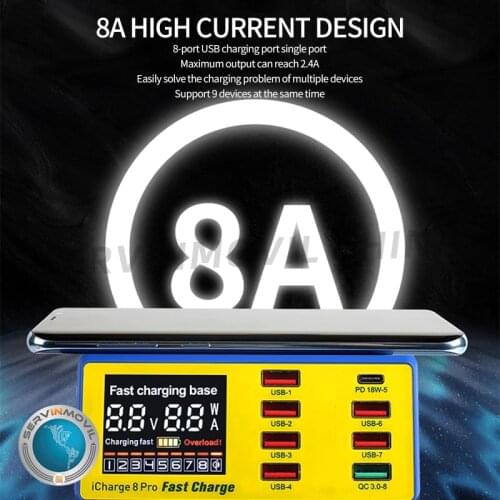 MECHANIC iCharge 8 Pro 8USB Wireless Smart Charge QC 3.0 Wireless charging with LCD display For iPhone Repair